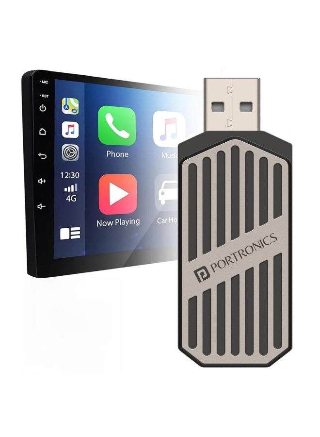 بورترونيكس Portronics Tune, 2-in-1 Wireless Car Receiver, Converts Wired Auto Android & CarPlay to Wireless, Bluetooth Connectivity, Only for Cars with OEM Installed Wired Android Auto/CarPlay, 6 Months Warranty - Image 1